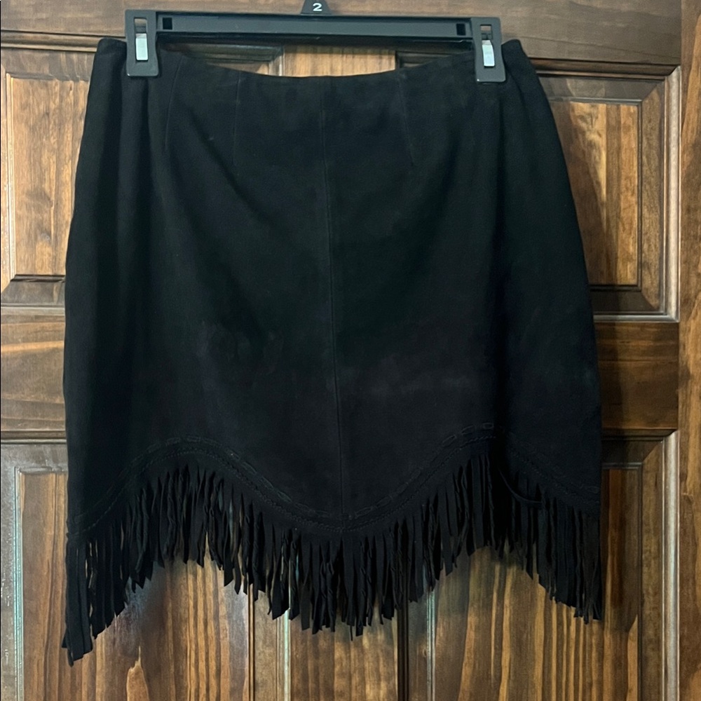 Double D Ranch Black Suede Fringe Mini Skirt
